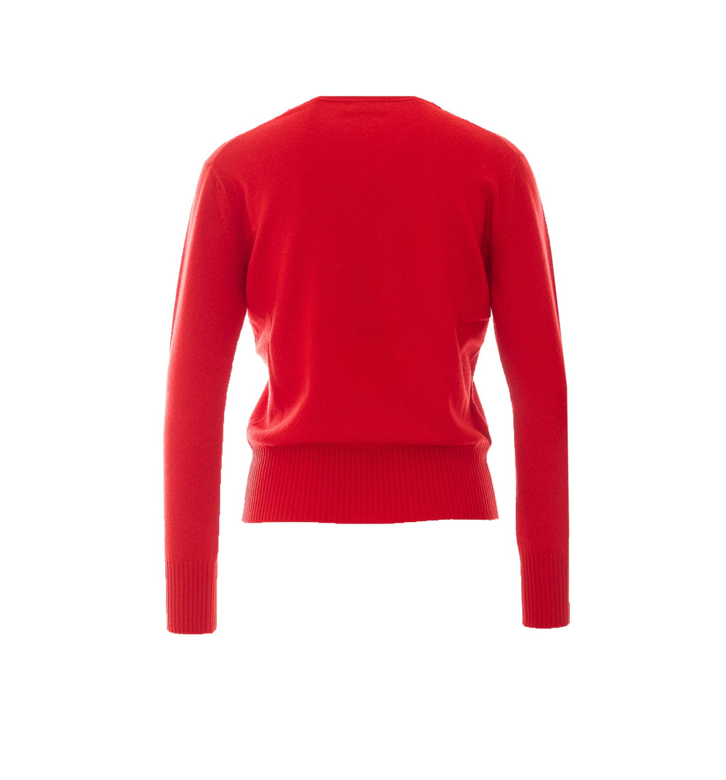 Miu Miu Women's Logo Sweater in Red Cashmere - view 2