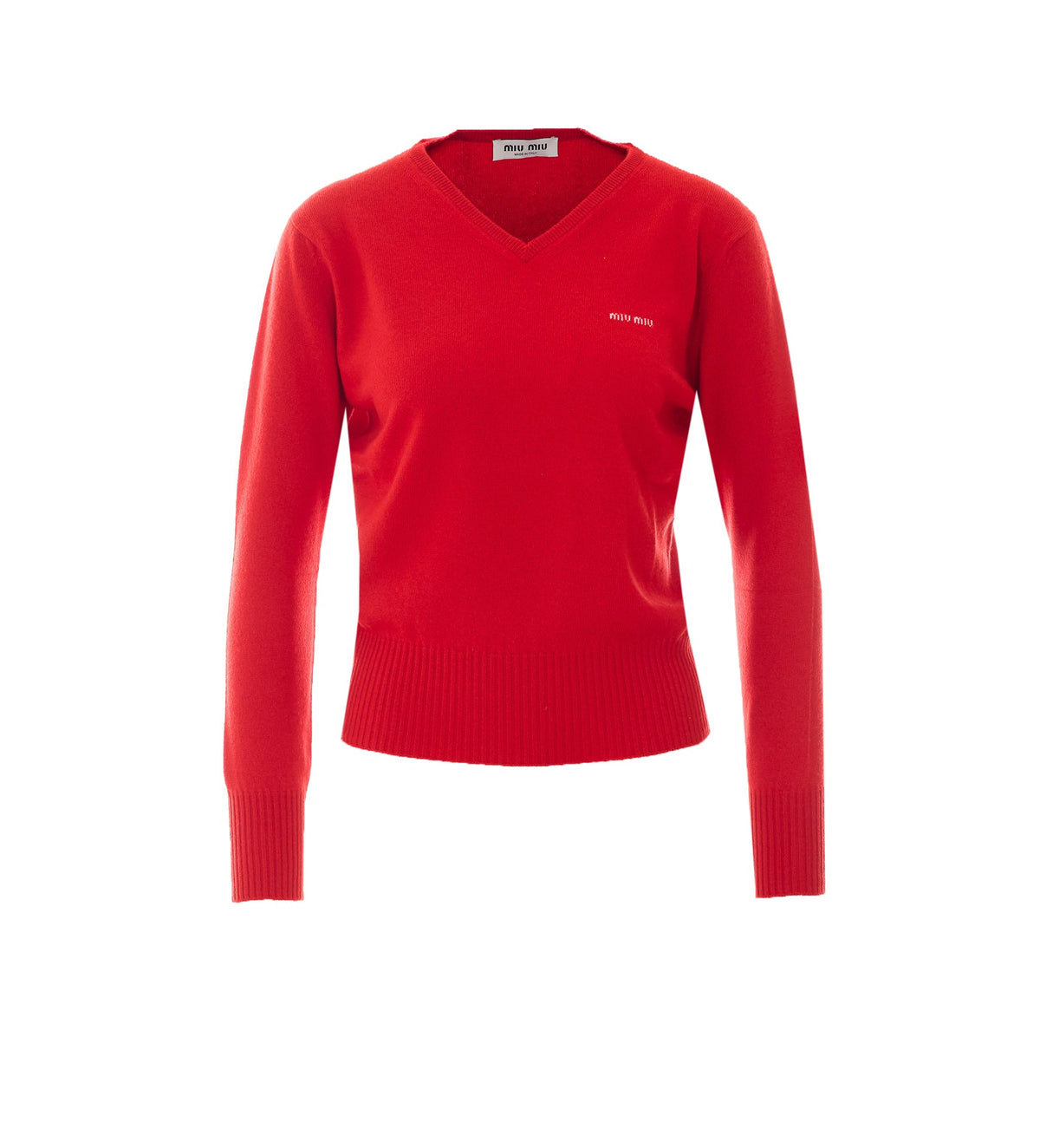 Miu Miu Women's Logo Sweater in Red Cashmere - view 1
