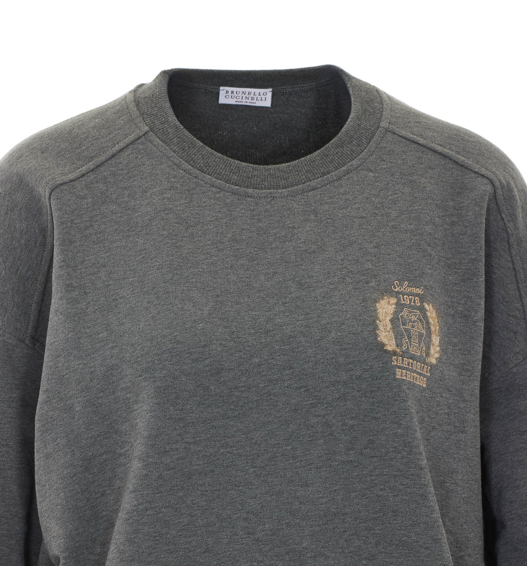 Brunello Cucinelli Women's Logo Sweatshirt in Grey Cotton - view 4