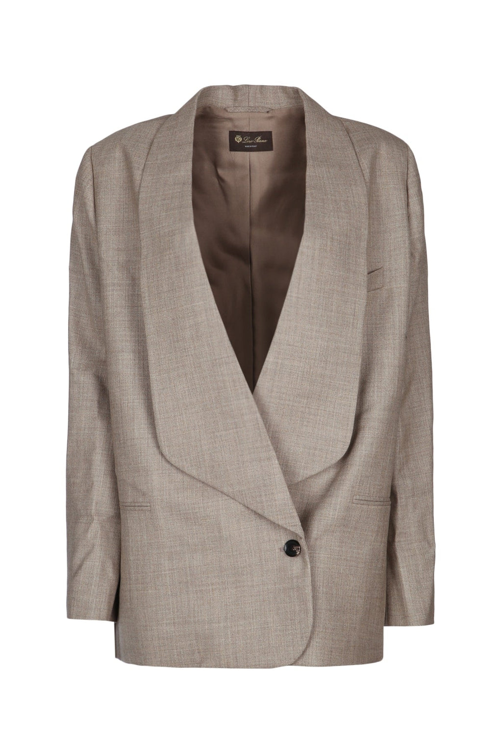 Loro Piana Women's Wool Double-Breasted Blazer in Taupe - view 1