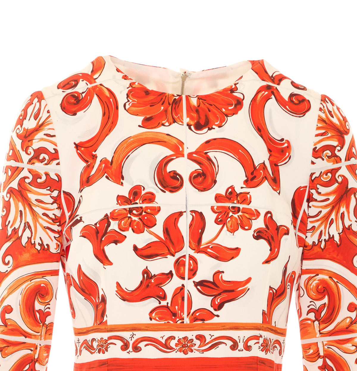 Dolce&Gabbana Women's Maiolica Print Dress in Orange Silk - view 4
