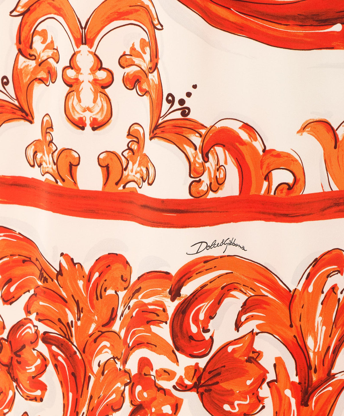 Dolce&Gabbana Women's Maiolica Print Dress in Orange Silk - view 3