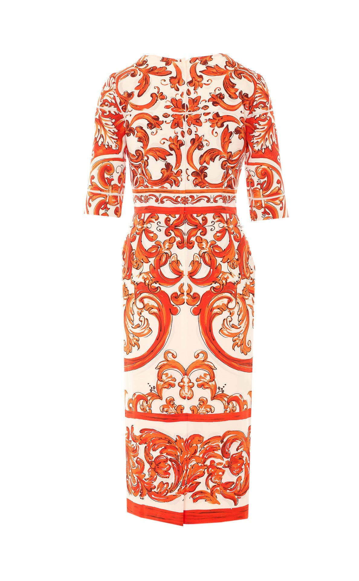 Dolce&Gabbana Women's Maiolica Print Dress in Orange Silk - view 2