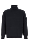 STONE ISLAND Men's Midnight Blue Stretch Cotton Sweater - View 1