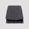 THOM BROWNE Women's Low Rise Mini Narrow Pleated Skirt in Dark Grey