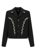 AMIRI Men's Western Jacket with Embroideries in Black (AM426JA0170002) - View 1