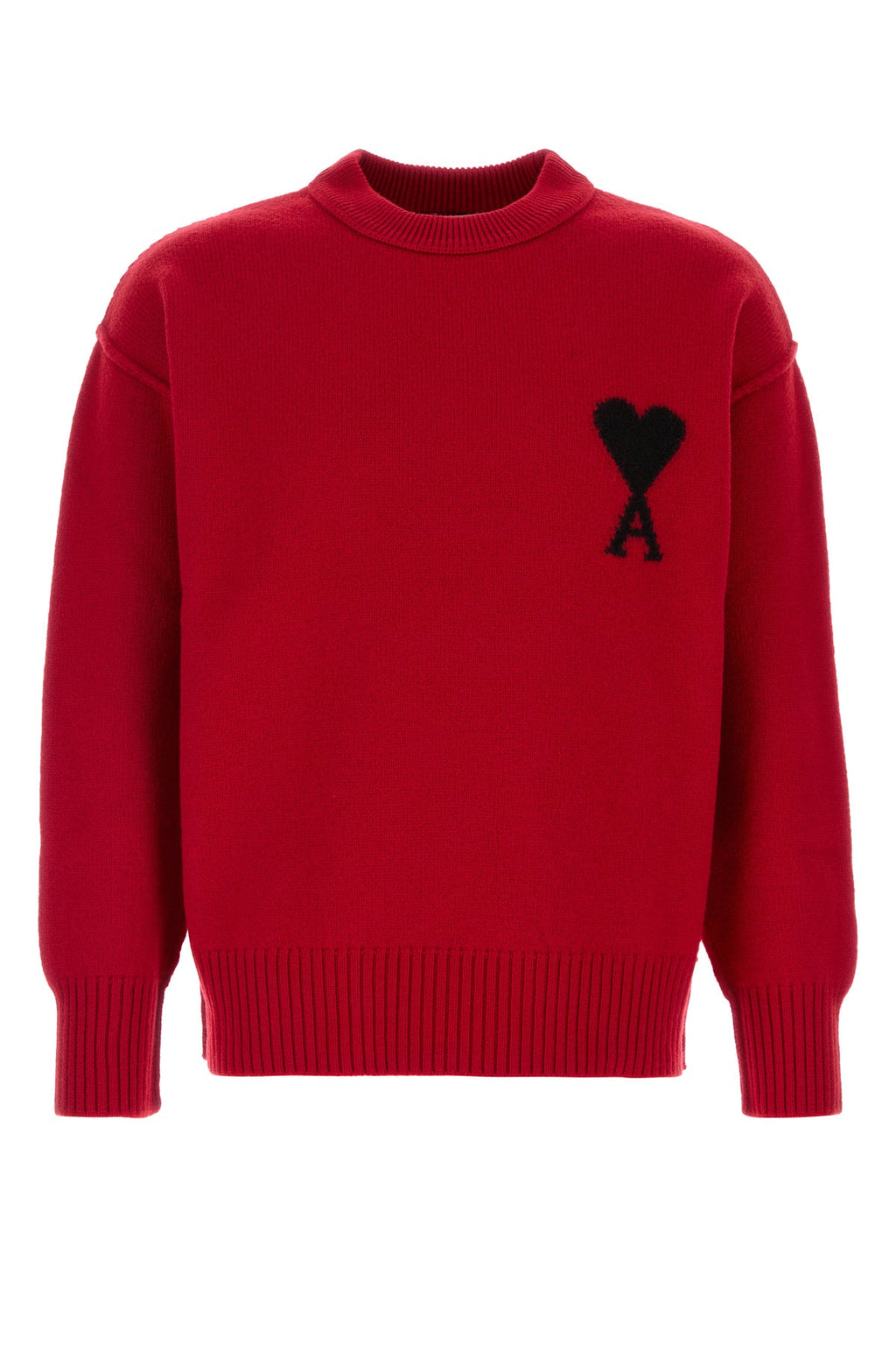 AMI Men's Red Virgin Wool Sweater - View 1