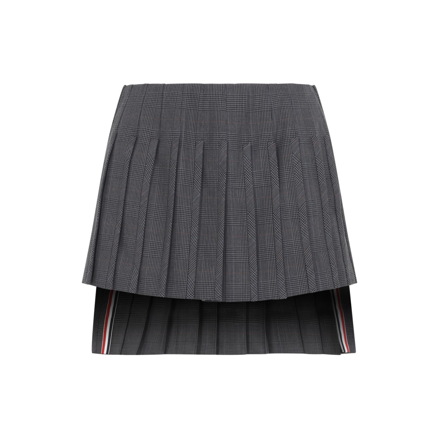 THOM BROWNE Women's Low Rise Mini Narrow Pleated Skirt in Dark Grey