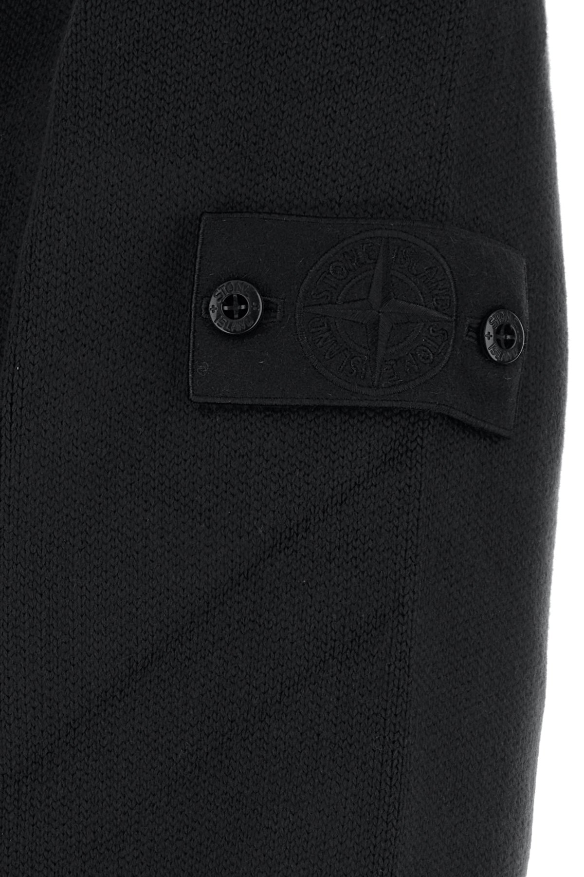 STONE ISLAND Men's Black Stretch Cotton Sweater - View 3