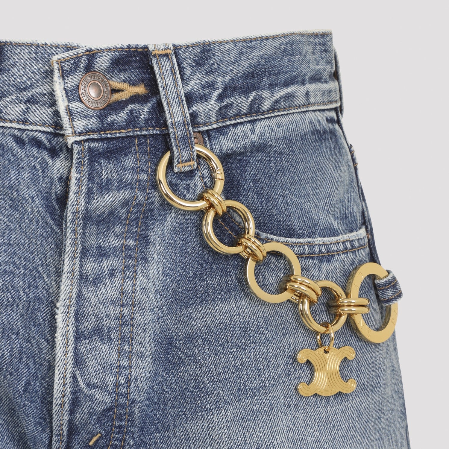 Celine Women's Boyfriend Jeans 002 in Blue - View 3