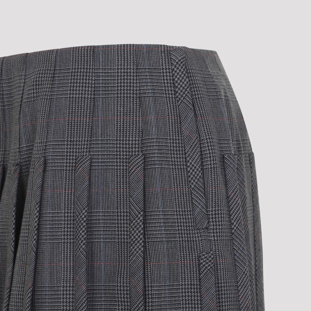 THOM BROWNE Women's Low Rise Mini Narrow Pleated Skirt in Dark Grey