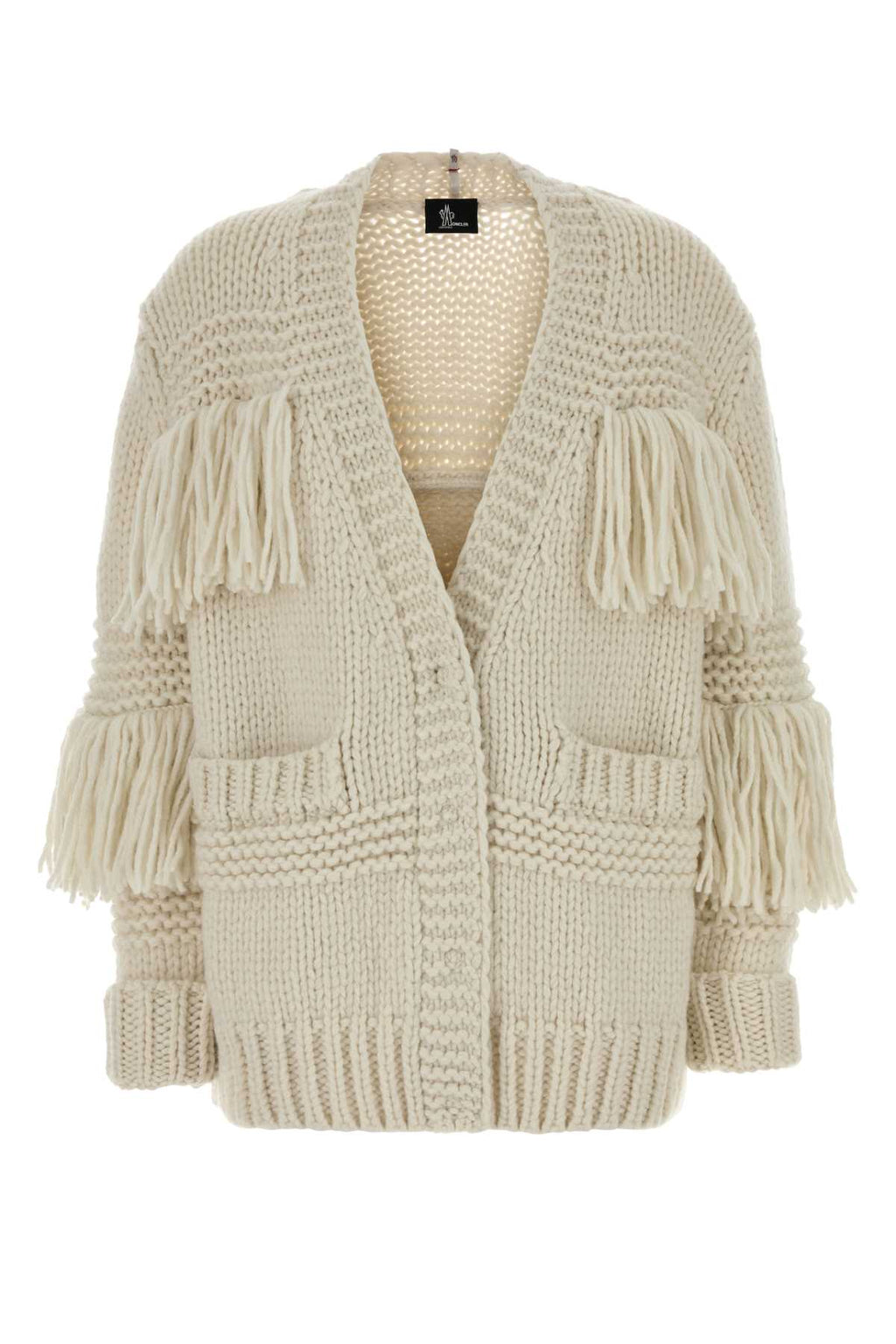 Moncler Grenoble Women's Fringed Wool Cardigan in Cream - view 1