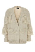 Moncler Grenoble Women's Fringed Wool Cardigan in Cream - view 1