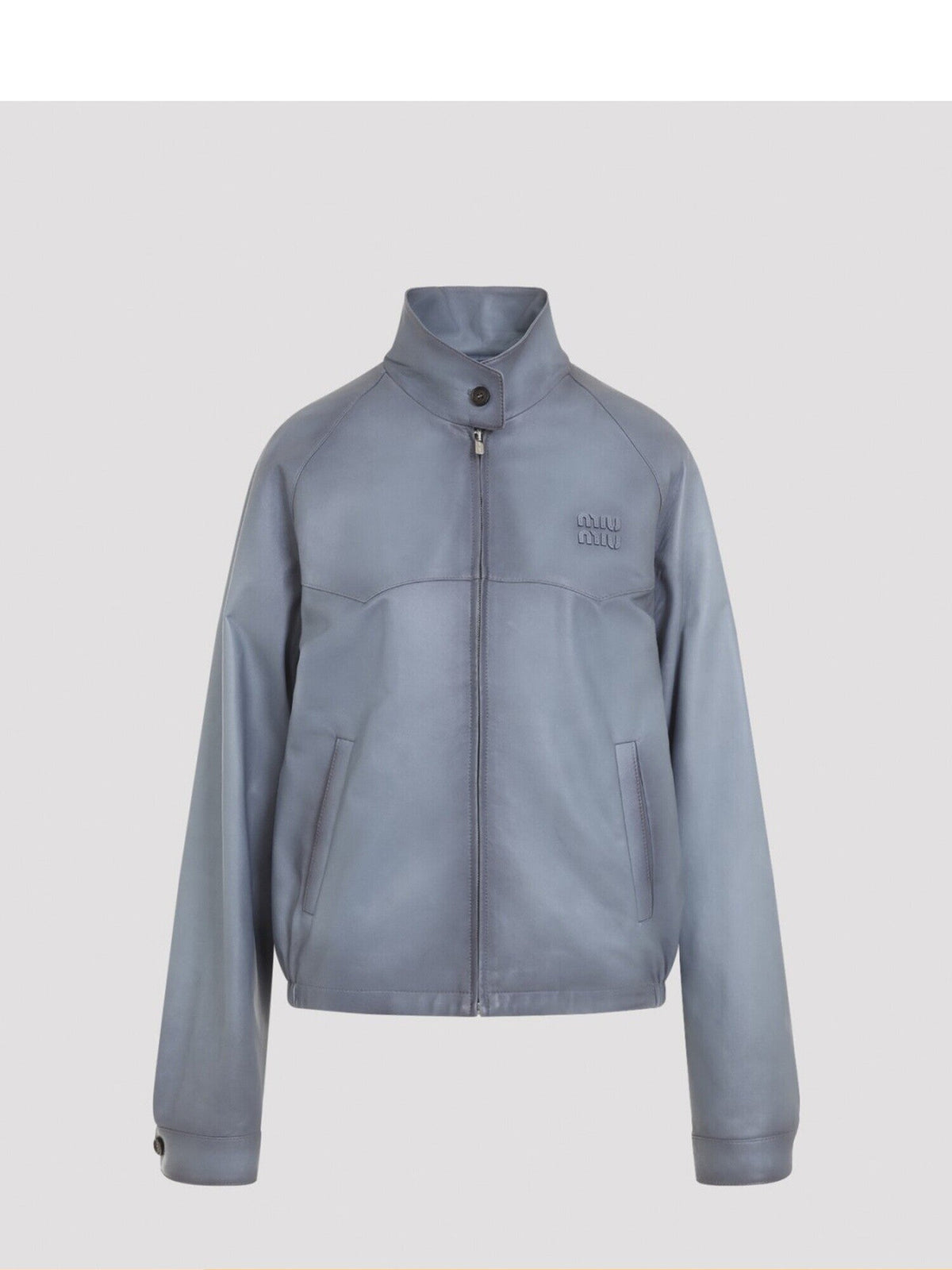 Miu Miu Women's Leather Jacket in Blue