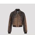 Miu Miu Women's Leather Jacket in Brown