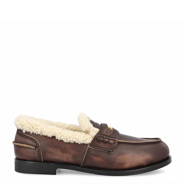 Miu Miu Women's Loafers in Dark Brown