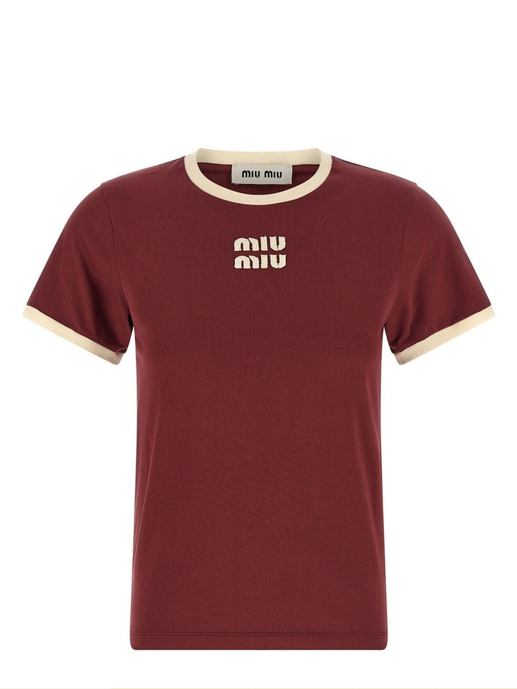 Miu Miu Women's Logo T-Shirt in Burgundy