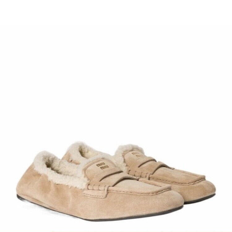 Miu Miu Women's Ruches Loafers in Beige