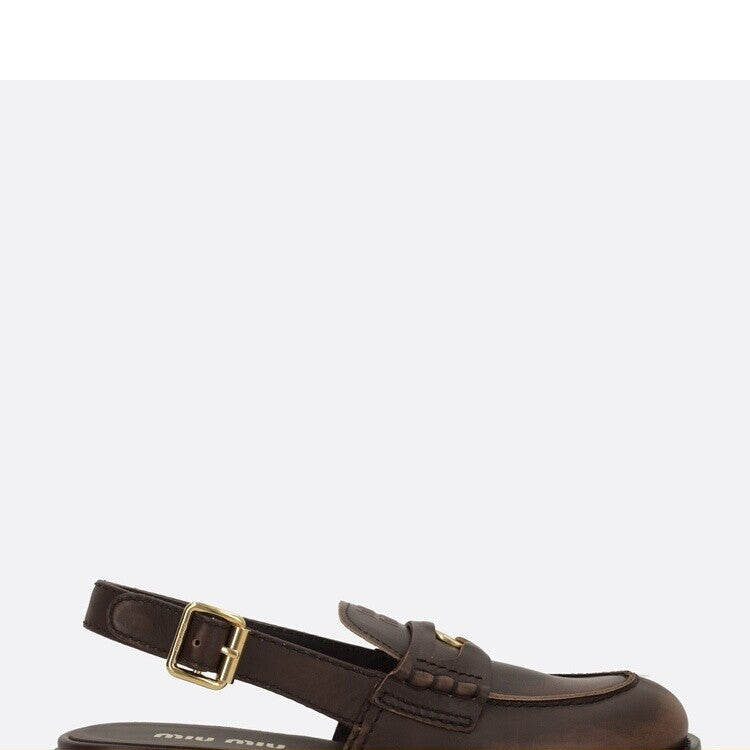 Miu Miu Women's Slingback Loafers in Dark Brown