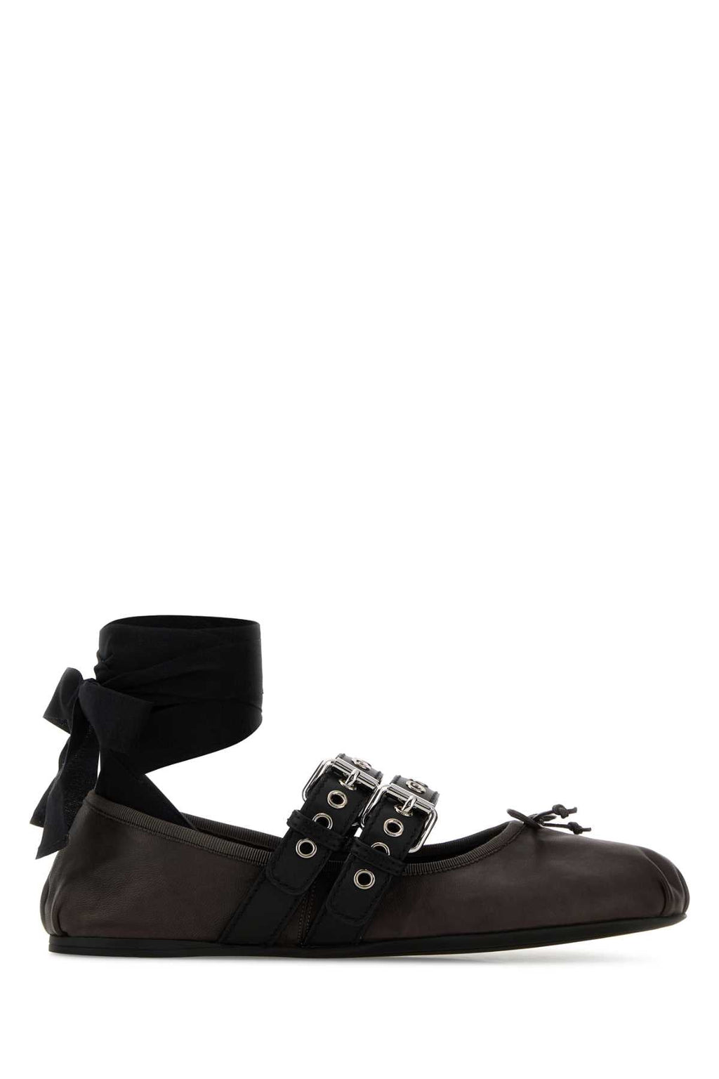 Miu Miu Women's Leather Studded Ballerinas in Black - view 1