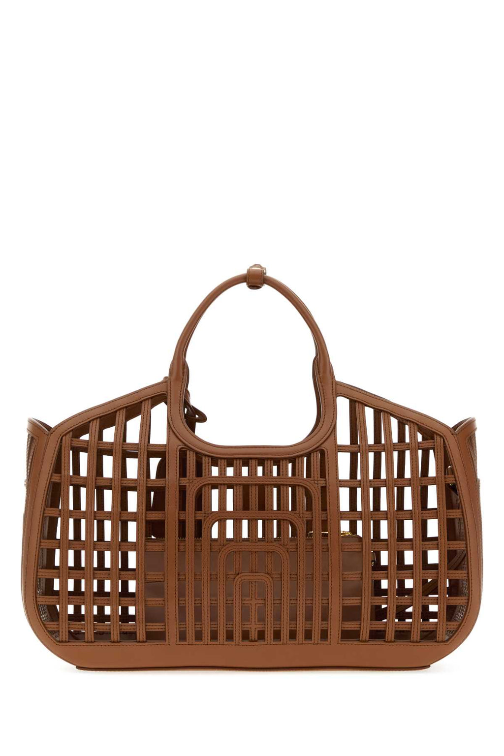 Miu Miu Women's Leather Basket Tote in Brown - view 3