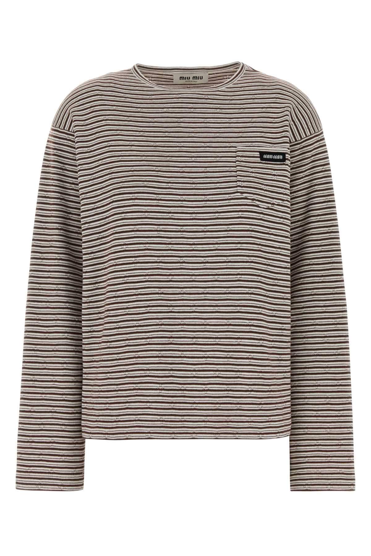 Miu Miu Women's Cashmere Striped Knit in Grey - view 1