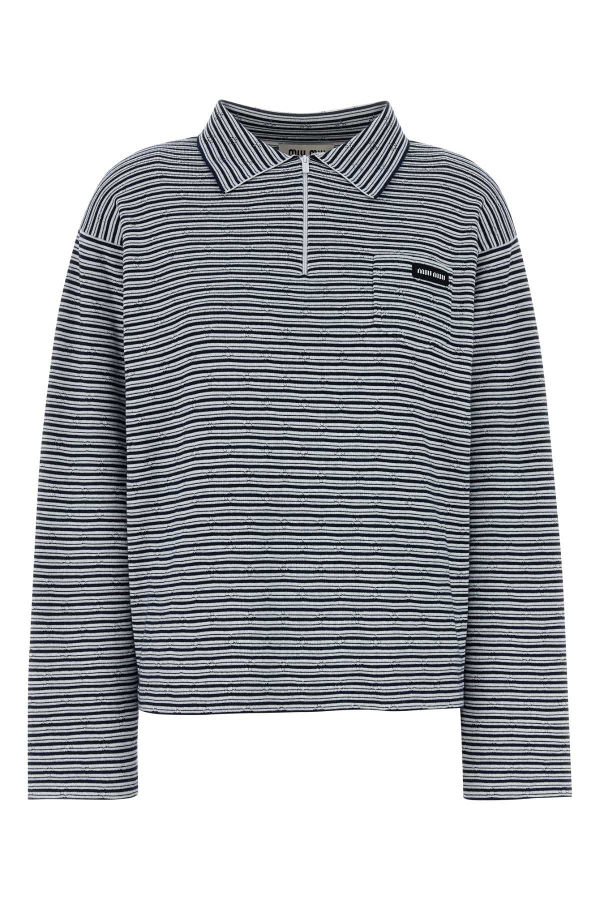 Miu Miu Women's Cashmere Striped Knit in Light Blue - view 1