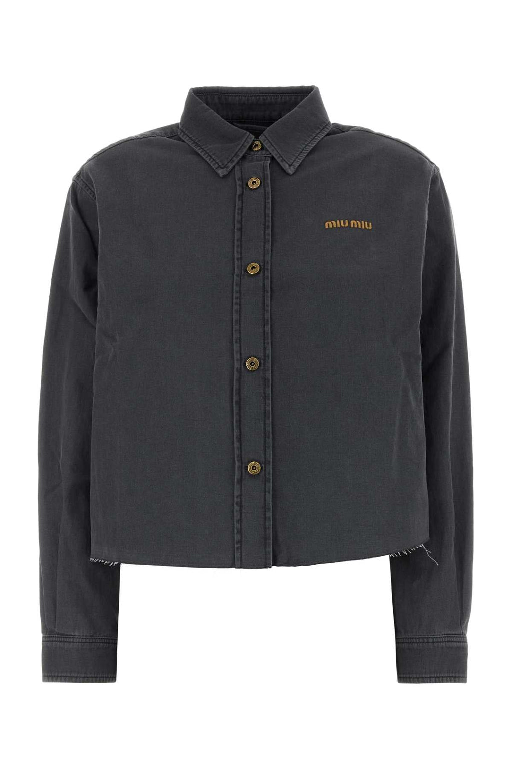 Miu Miu Women's Cotton Overshirt in Grey - view 1