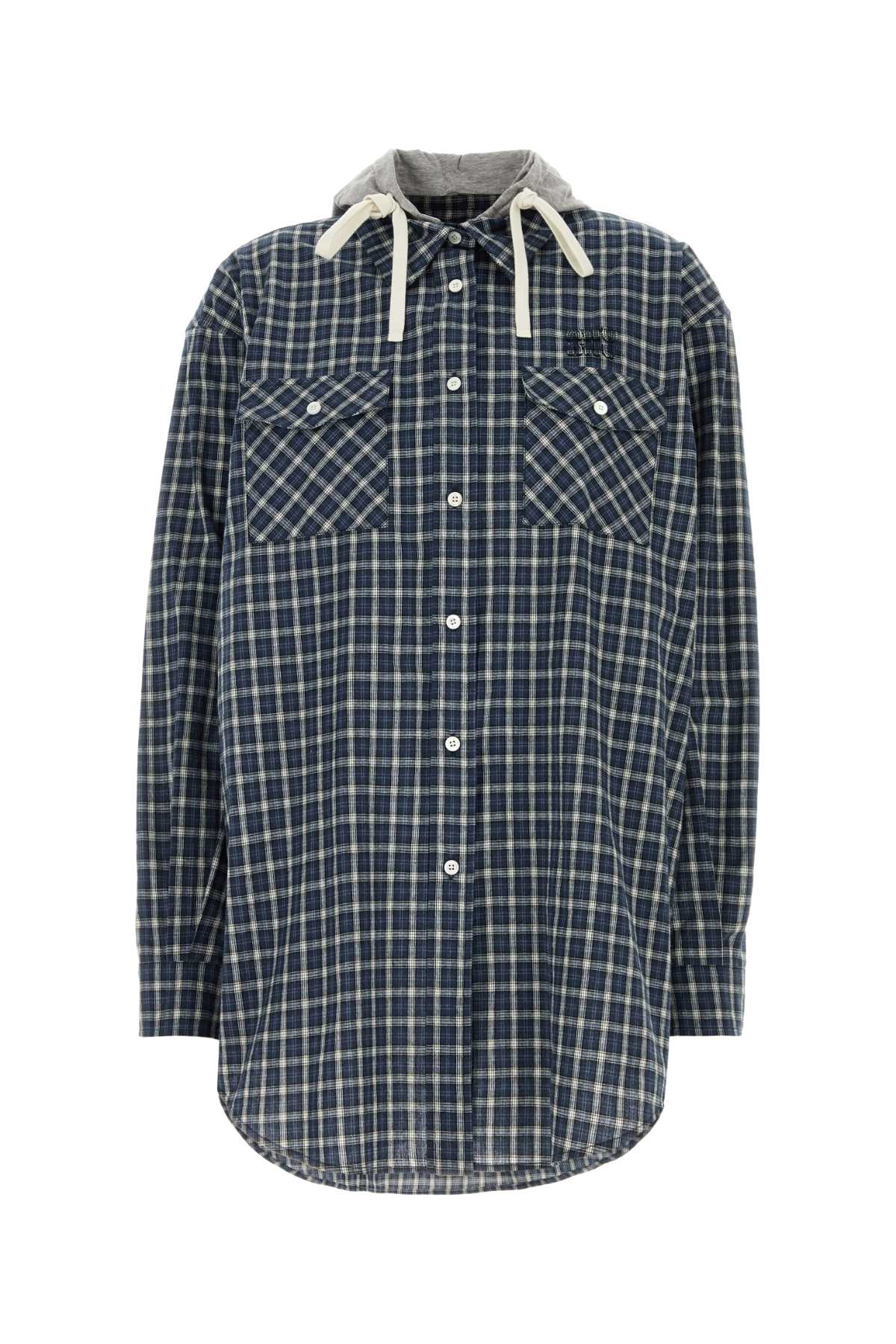 Miu Miu Women's Cotton Check Shirt in Blue - view 1