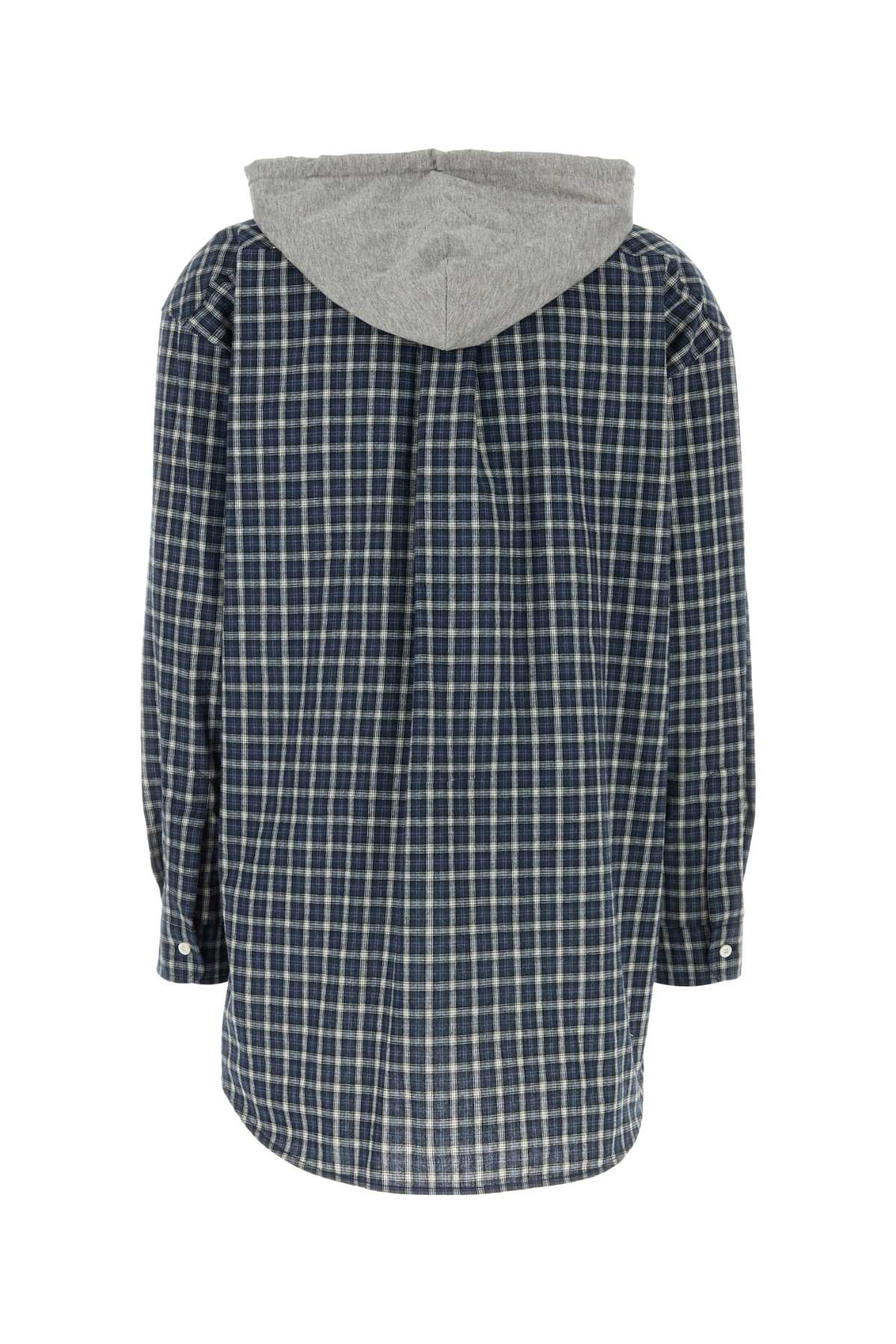 Miu Miu Women's Cotton Check Shirt in Blue - view 2