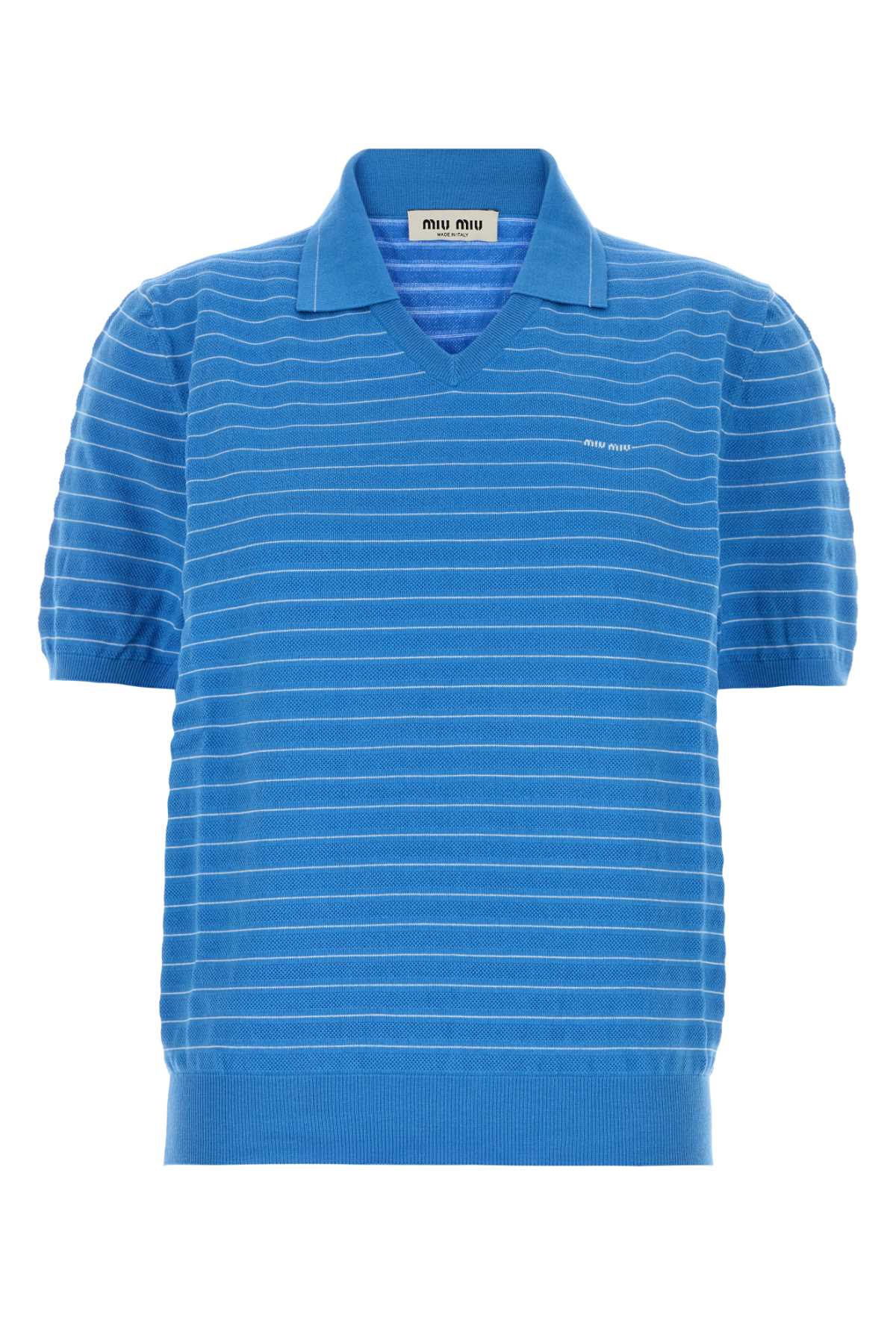 Miu Miu Women's Cotton Striped Polo Shirt in Blue - view 1