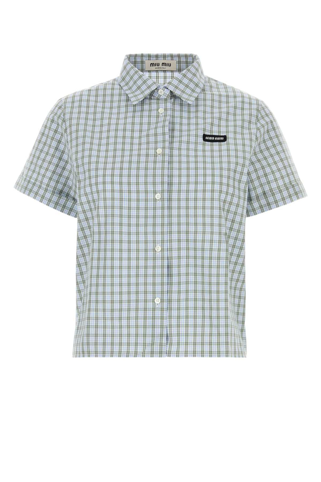 Miu Miu Women's Cotton Gingham Shirt in Green - view 1