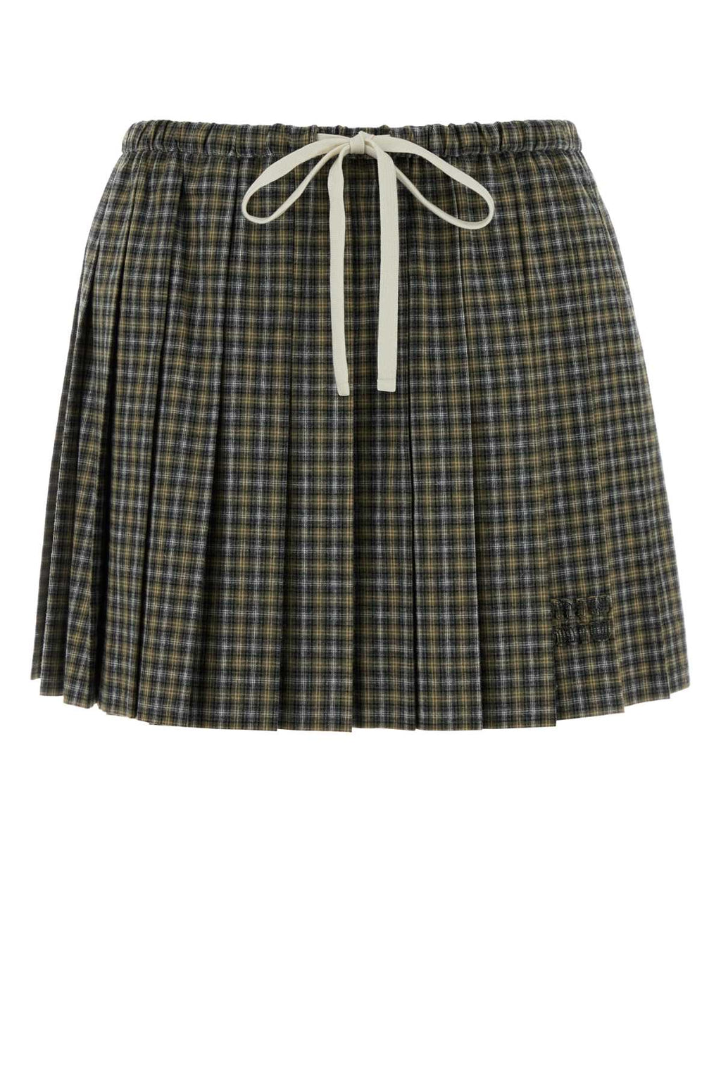 Miu Miu Women's Cotton Check Skirt in Green - view 1