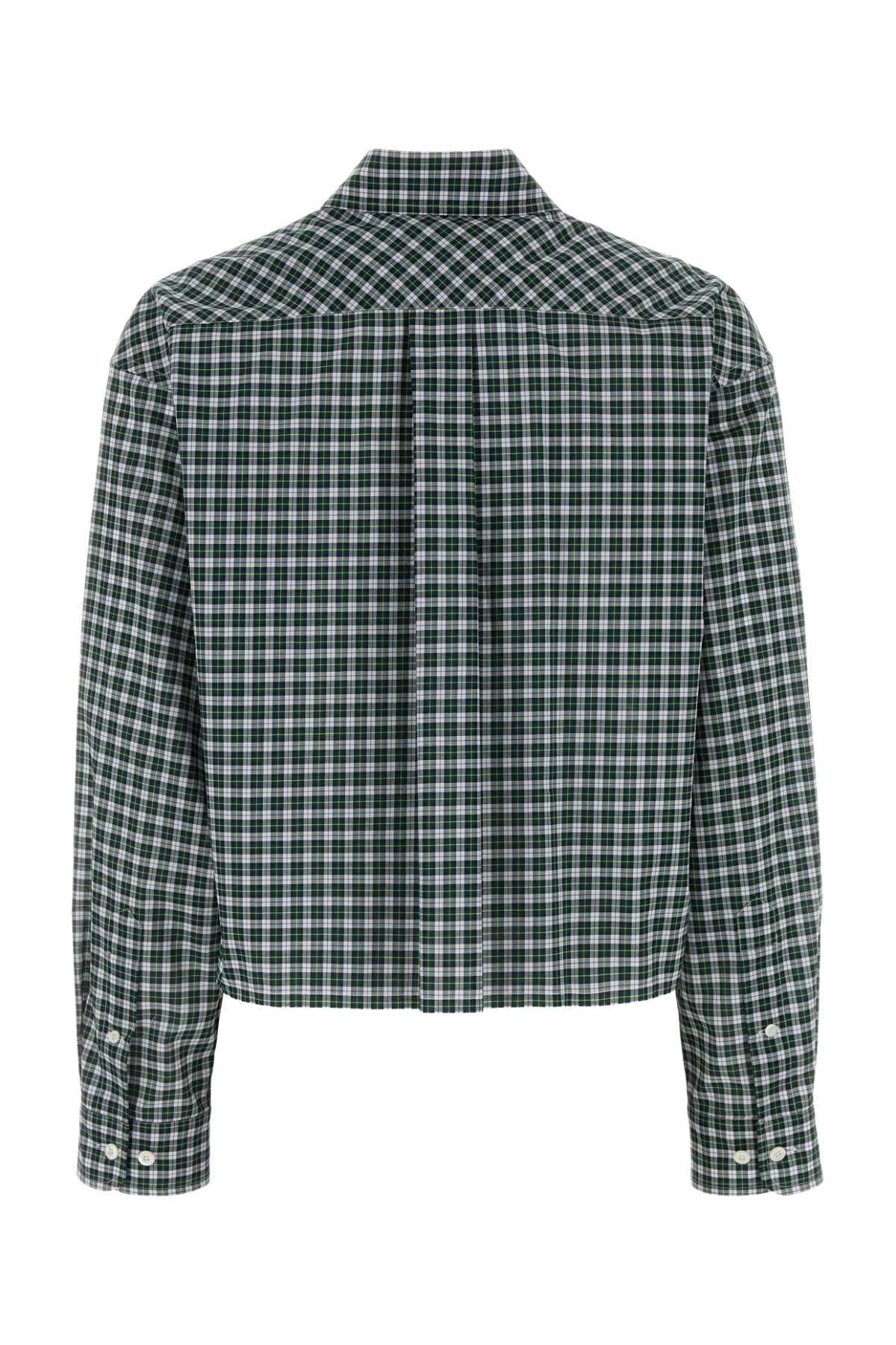 Miu Miu Women's Cotton Check Shirt in Green - view 2
