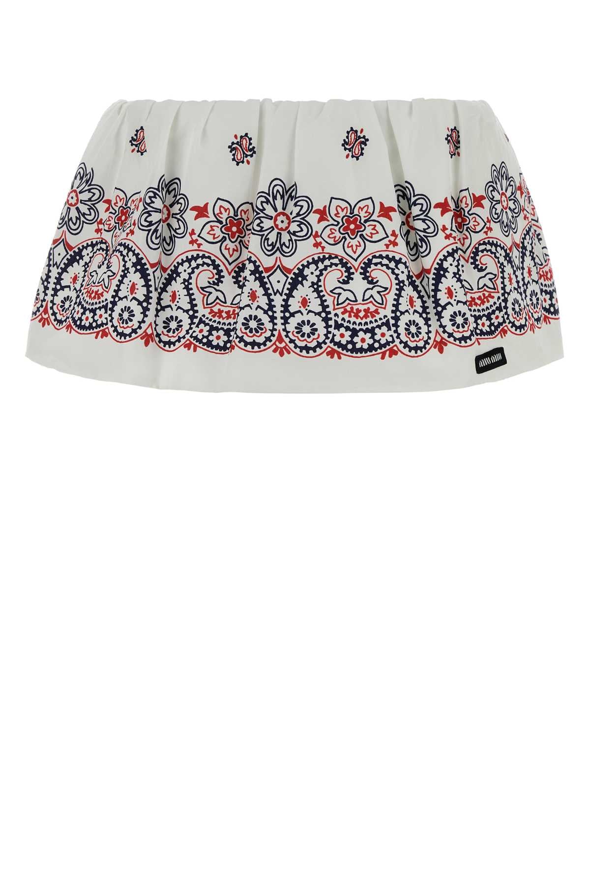Miu Miu Women's Cotton Embroidered Skirt in White - view 1