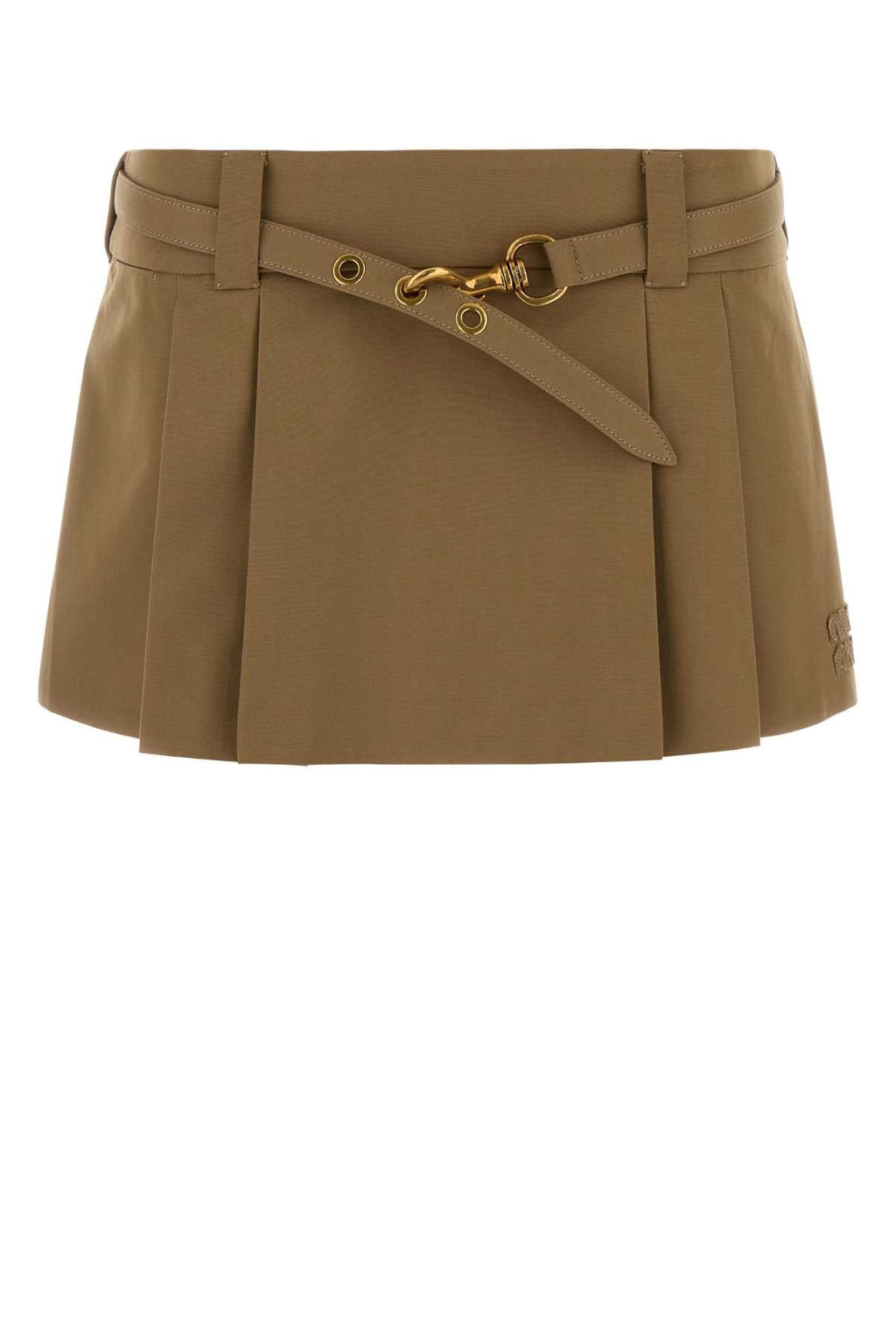 Miu Miu Women's Cotton Mini Skirt in Camel - view 1