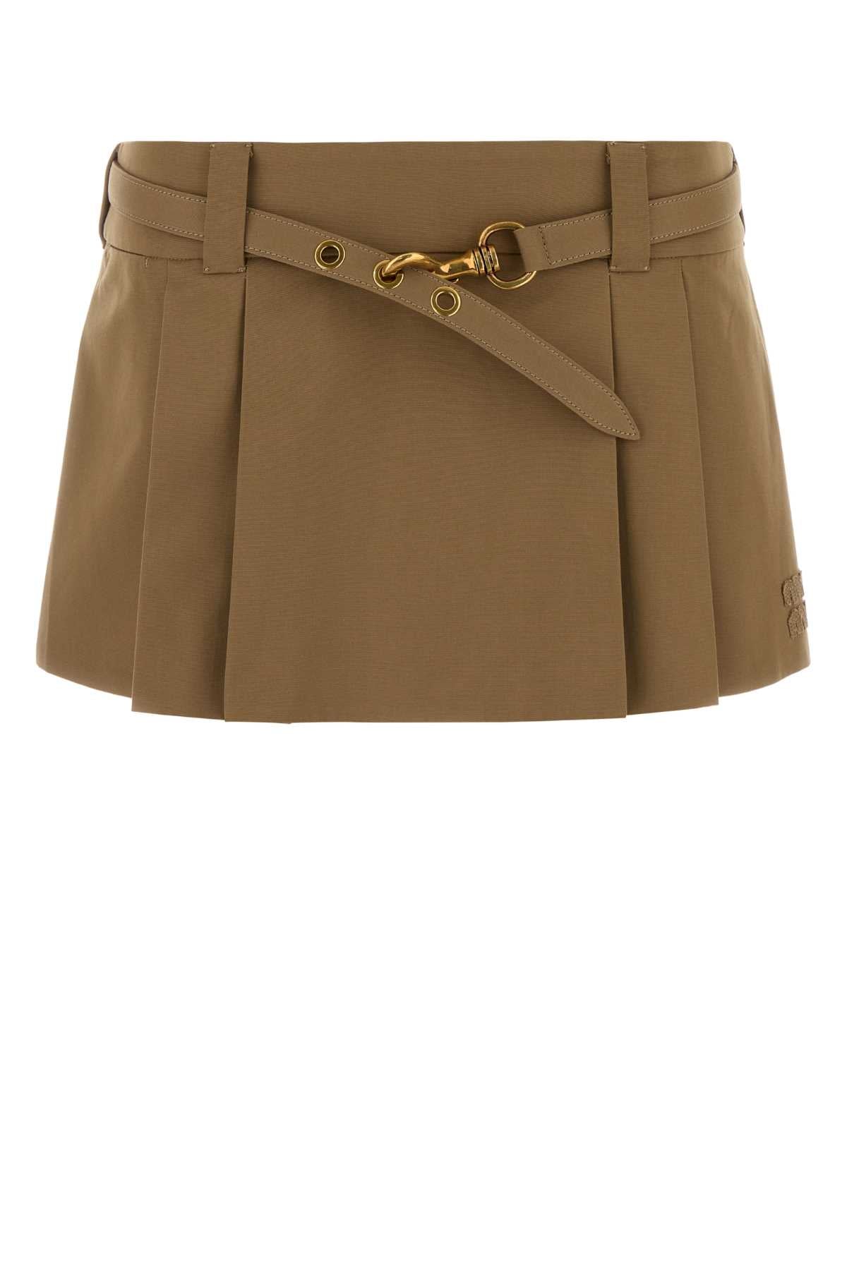 Miu Miu Women's Cotton Mini Skirt in Camel - view 1