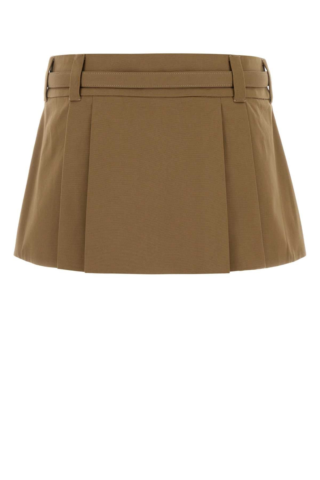 Miu Miu Women's Cotton Mini Skirt in Camel - view 2
