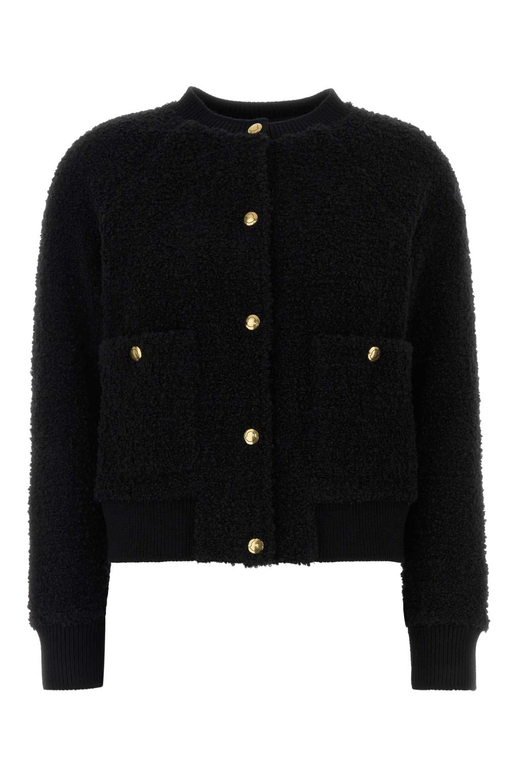 Moncler Women's Zip-Up Wool Blend Cardigan in Black - view 1