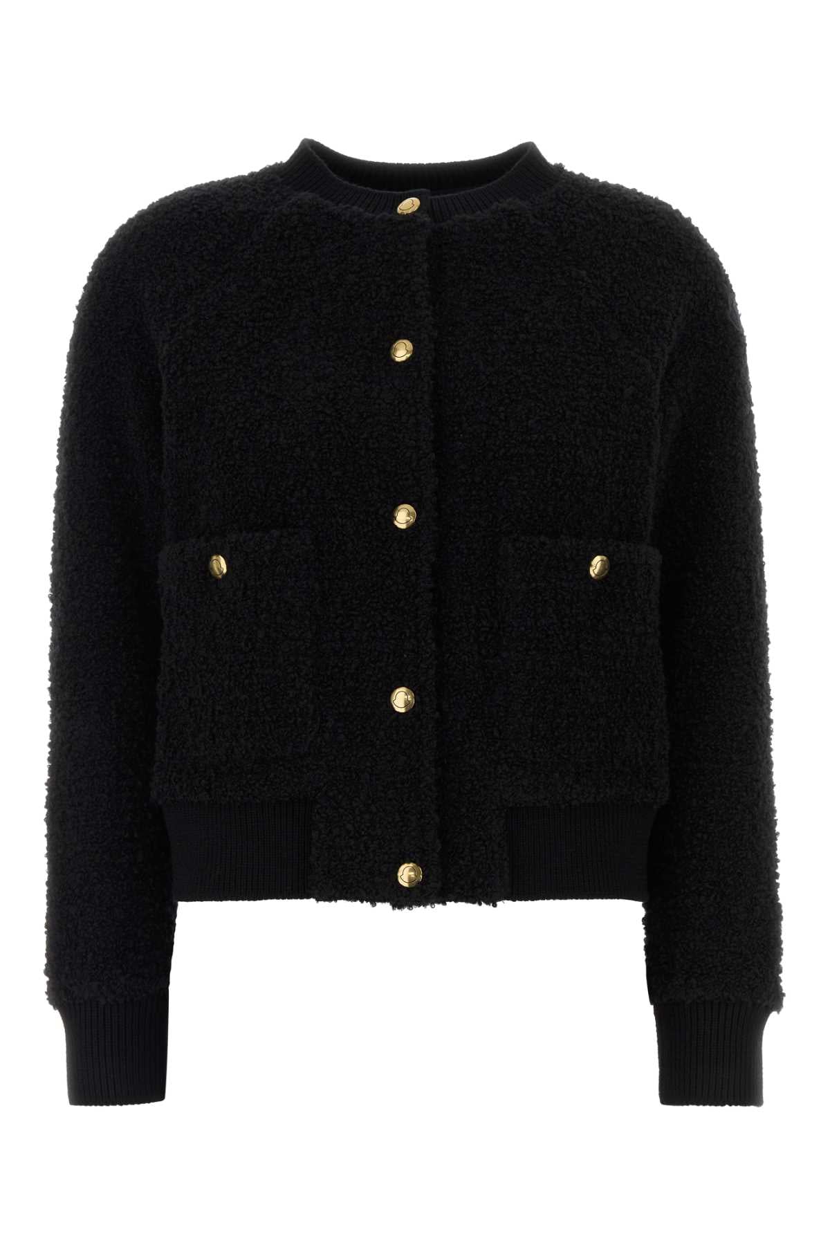 Moncler Women's Zip-Up Wool Blend Cardigan in Black - view 1
