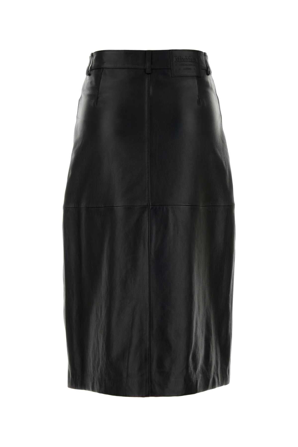 Max Mara Women's Leather Pencil Skirt in Black - view 2