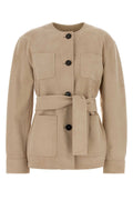 Max Mara Women's Leather Belted Jacket in Beige - view 1