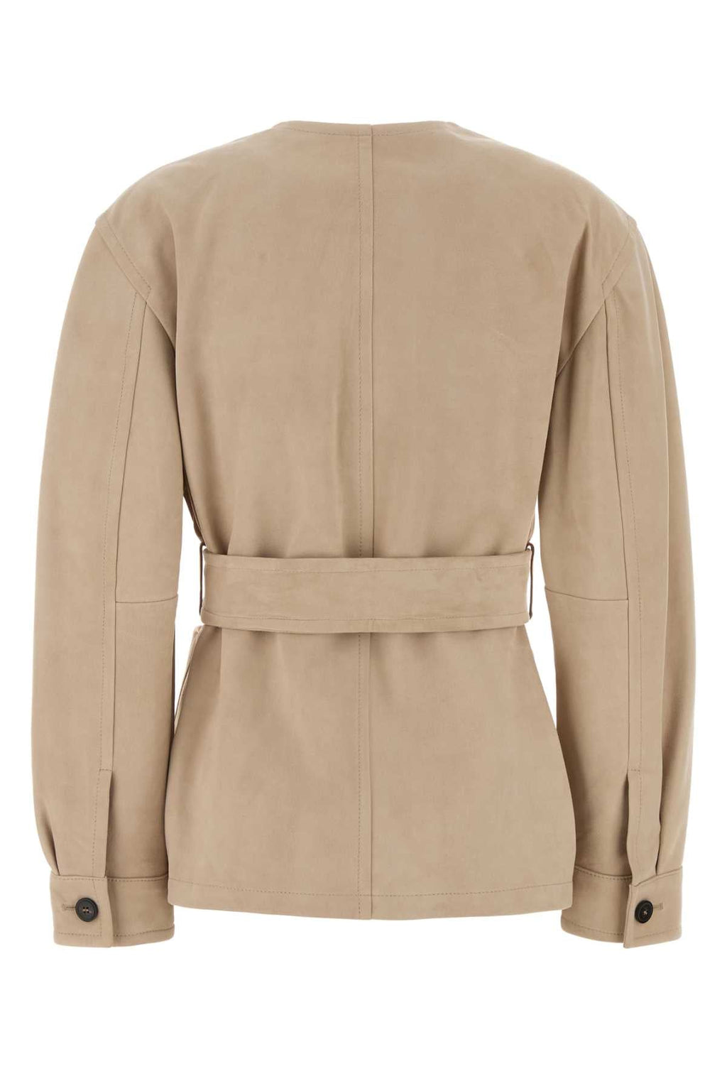 Max Mara Women's Leather Belted Jacket in Beige - view 2