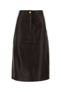 Max Mara Women's Leather Pencil Skirt in Dark Brown - view 1