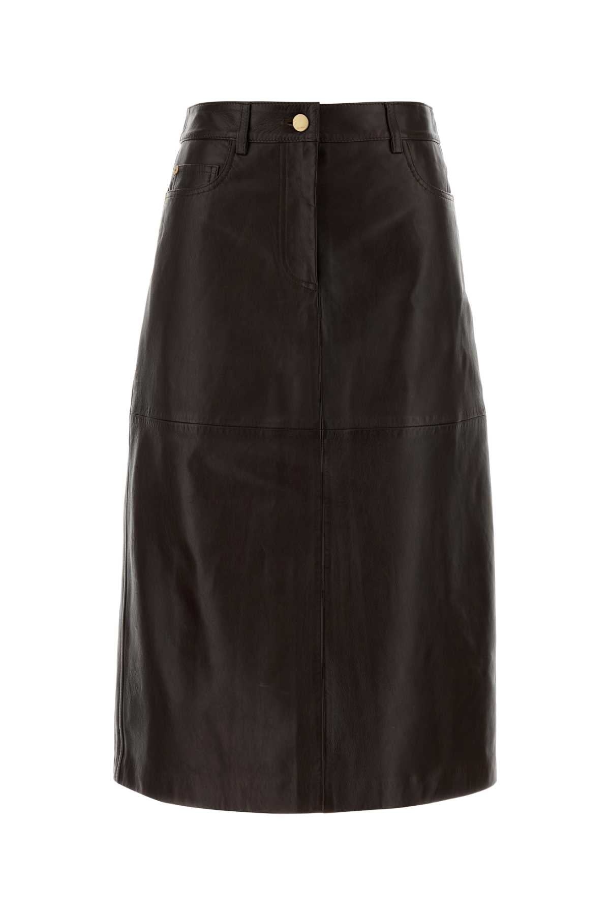 Max Mara Women's Leather Pencil Skirt in Dark Brown - view 1