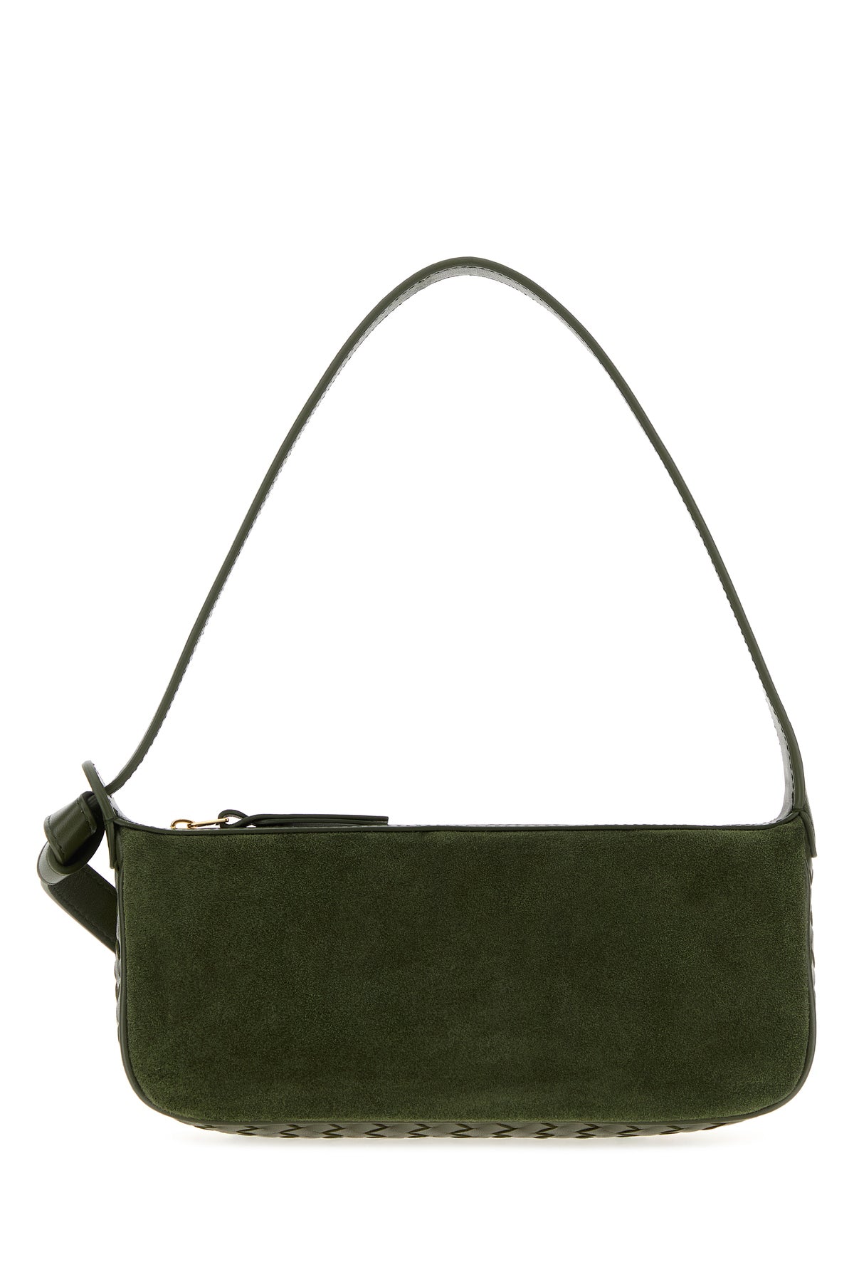 Bottega Veneta Women's Nodo Suede and Nappa Leather Shoulder Bag in Olive Green
