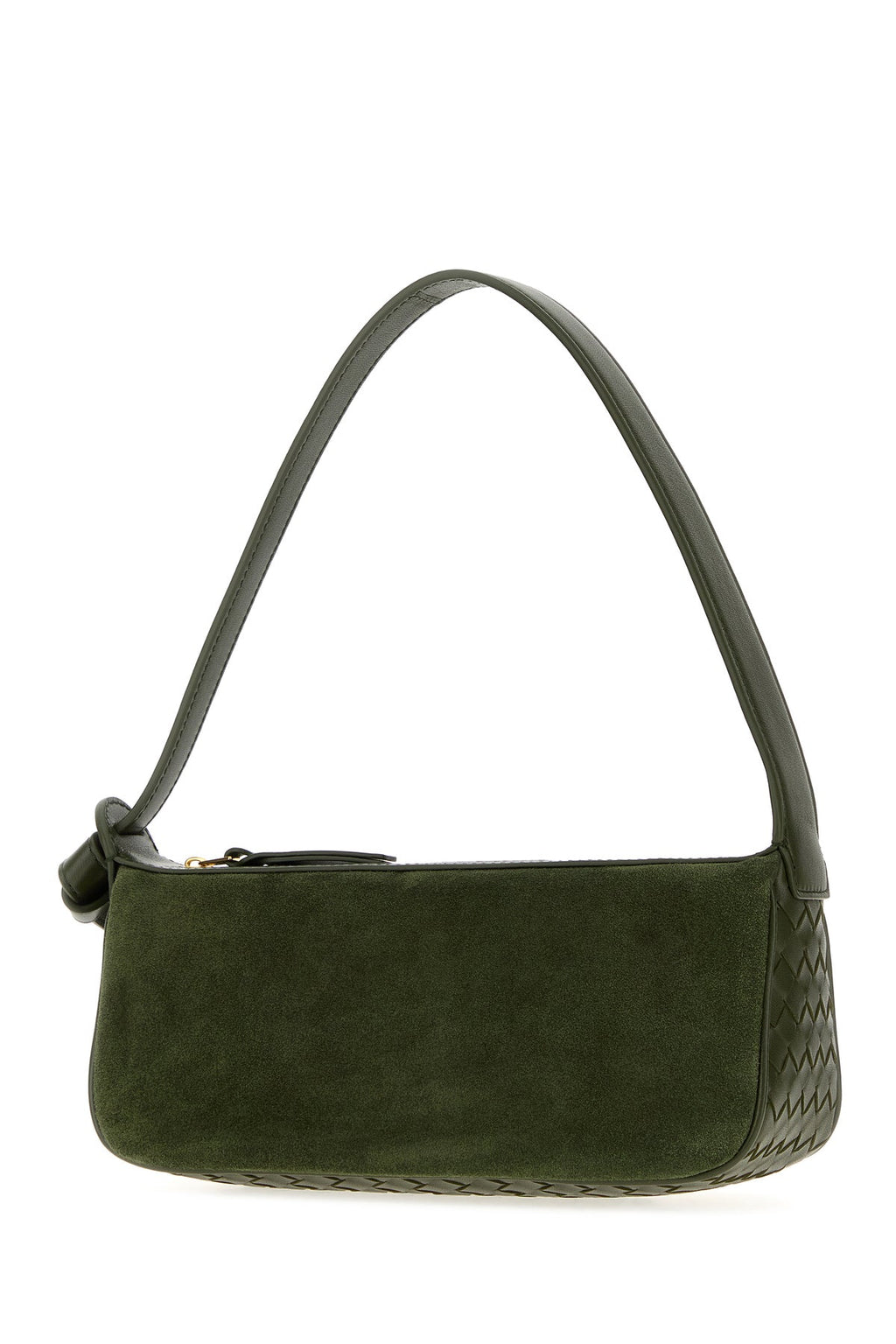 Bottega Veneta Women's Nodo Suede and Nappa Leather Shoulder Bag in Olive Green