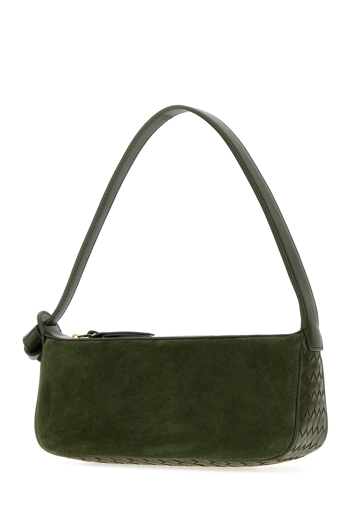 Bottega Veneta Women's Nodo Suede and Nappa Leather Shoulder Bag in Olive Green