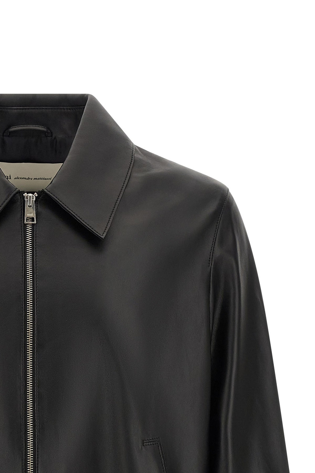 Ami Paris Men's Leather Jacket in Black