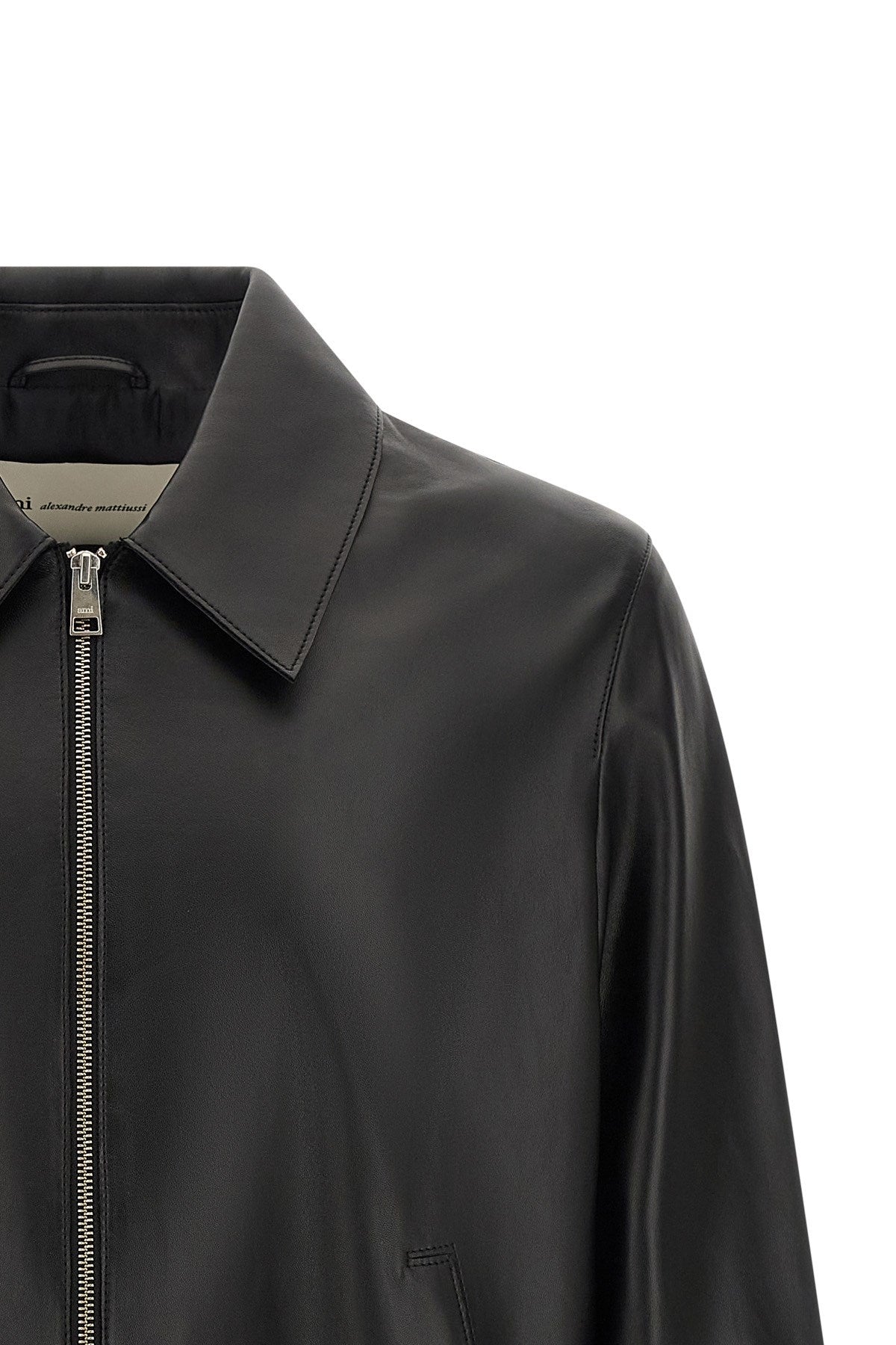 Ami Paris Men's Leather Jacket in Black
